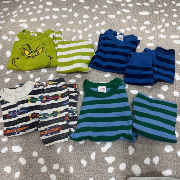 Lot of 4 Hanna Andersson pajamas set shortie shorts tee long sleeve pants grinch - Picture 4 of 7